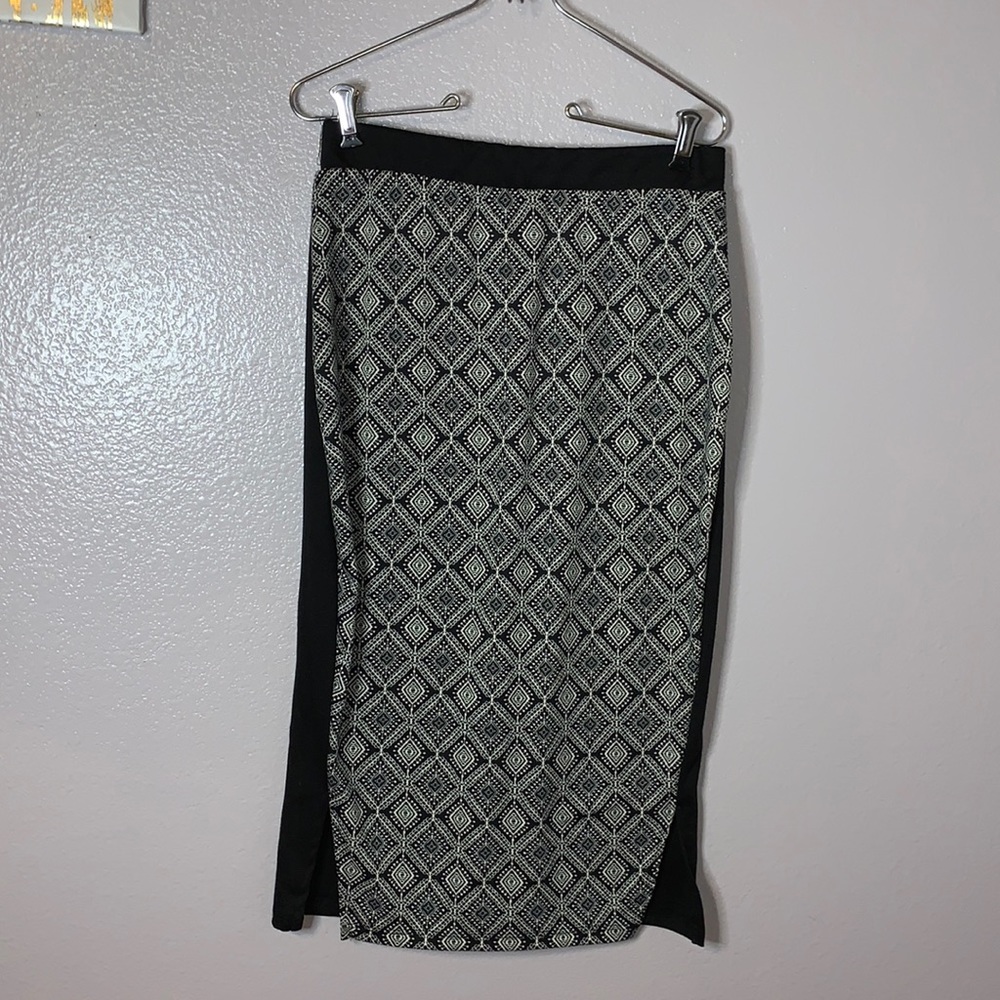 Espresso black Diamond pattern long maxi pencil skirt